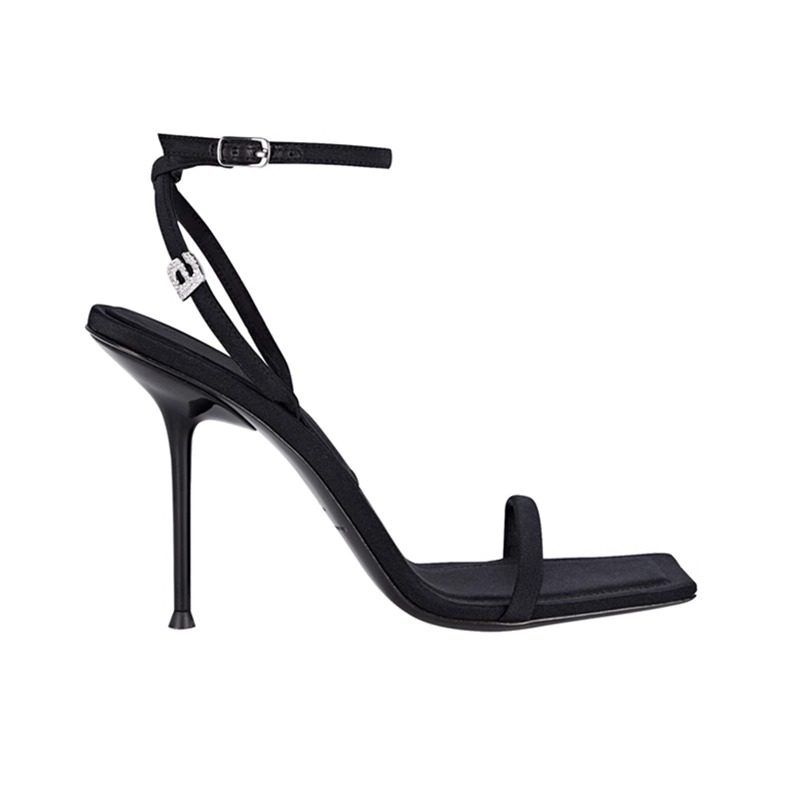 2025夏季新款水钻字母高跟鞋性感细跟方头露趾一字扣带罗马凉鞋女,淘宝优惠券,粉丝福利购,淘宝优惠卷