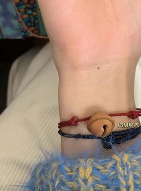 in百搭压惊红绳桃木铃铛吊坠