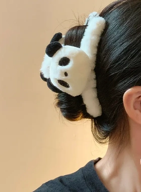 可爱毛绒抓夹女后脑勺发夹卡通