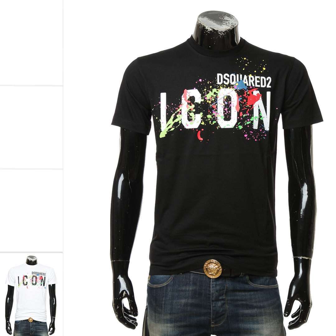 Dsquared2 D2次方 男士泼墨印花休闲短袖圆领T恤S79GC0052 S23009 - 图0