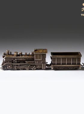 铜师傅蒸汽机车复古创意摆件