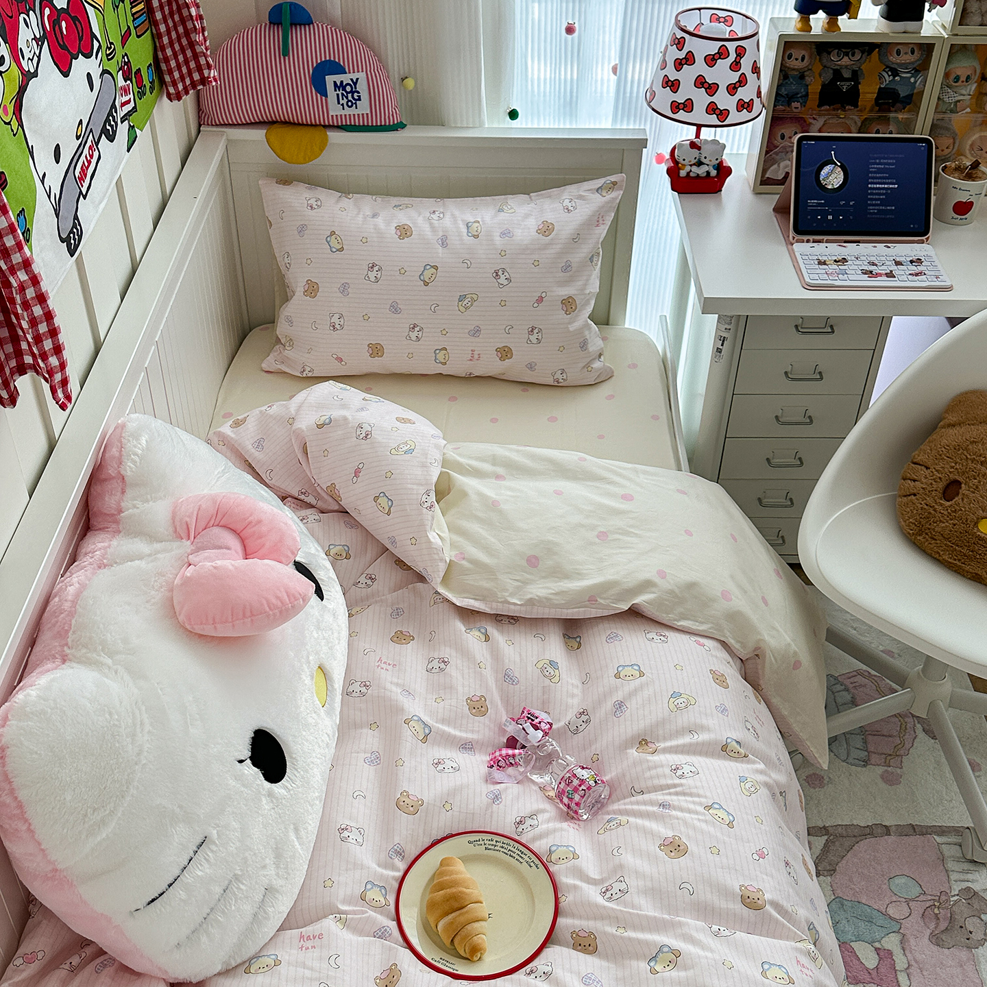 【宅姿势】萌物来袭 可爱全棉床品3四件套单人床单学生宿舍KK猫咪 - 图3