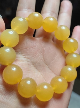 天然黄龙玉圆珠手链转运百搭