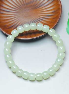 玉阅珠宝天然和田玉青白手链