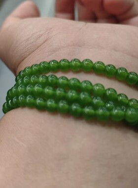 玉阅珠宝石英岩绿直切算珠手串