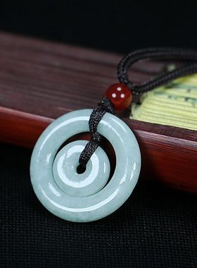 缅甸翡翠A货平安扣吊坠女款