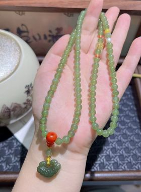 和田玉多圈手串珍珠南红蜜蜡发晶