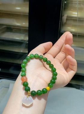 天然和田玉碧玉福锁手串