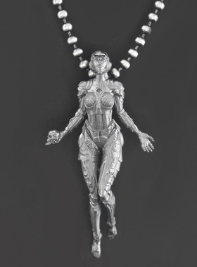 匠艺原创设计机械朋克女小众个性复古素银手工男女项链潮饰品挂坠