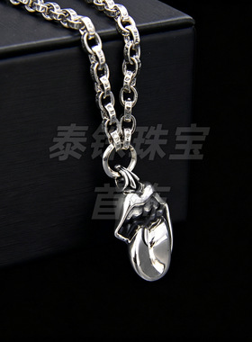 做旧款大舌头吊坠项链摇滚朋克滚石潮人嘻哈风个性时尚字母链泰银