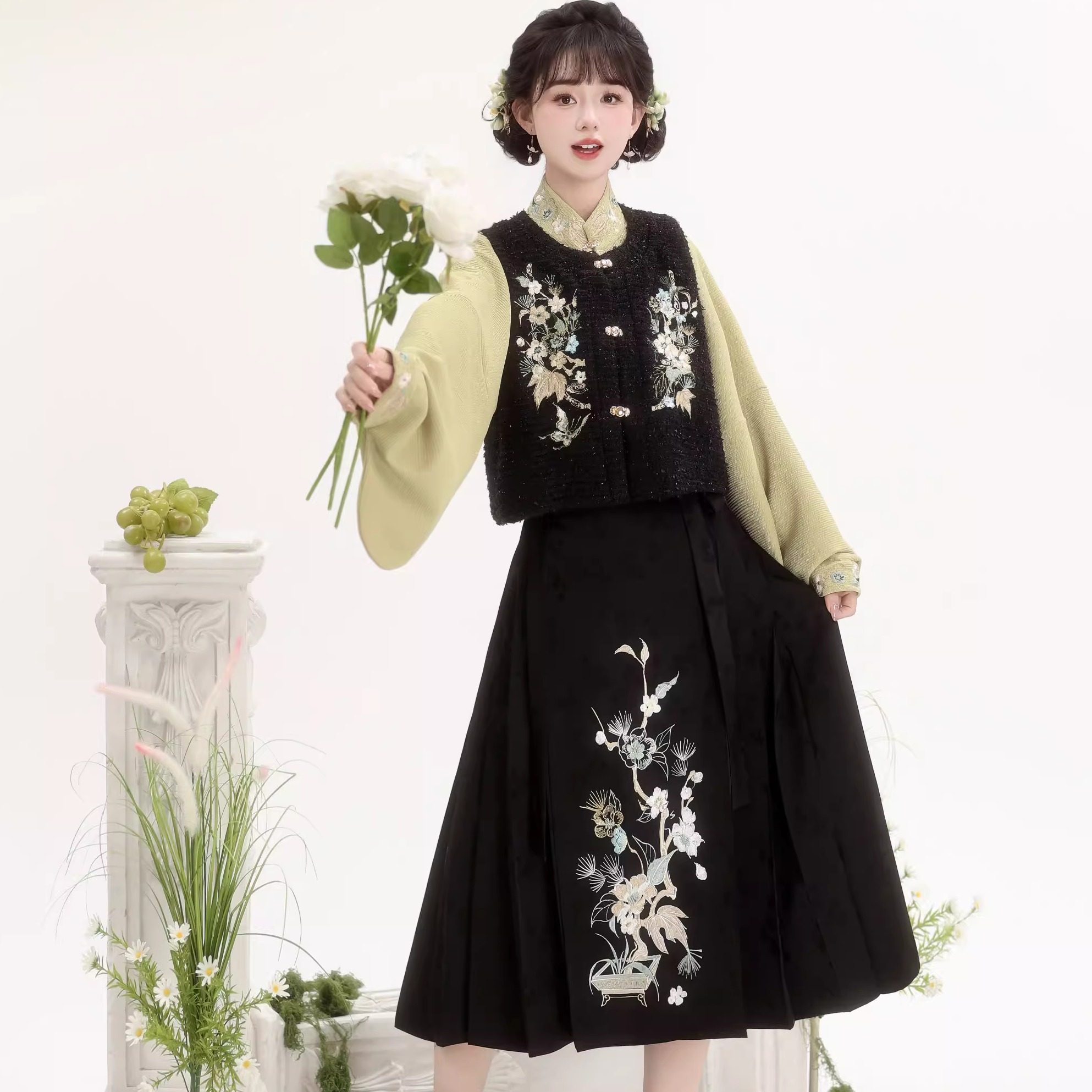 荟萃阁原创汉服女马甲日常穿搭马面裙套装汉元素春夏款【清蝶】,淘宝优惠券,粉丝福利购,淘宝优惠卷