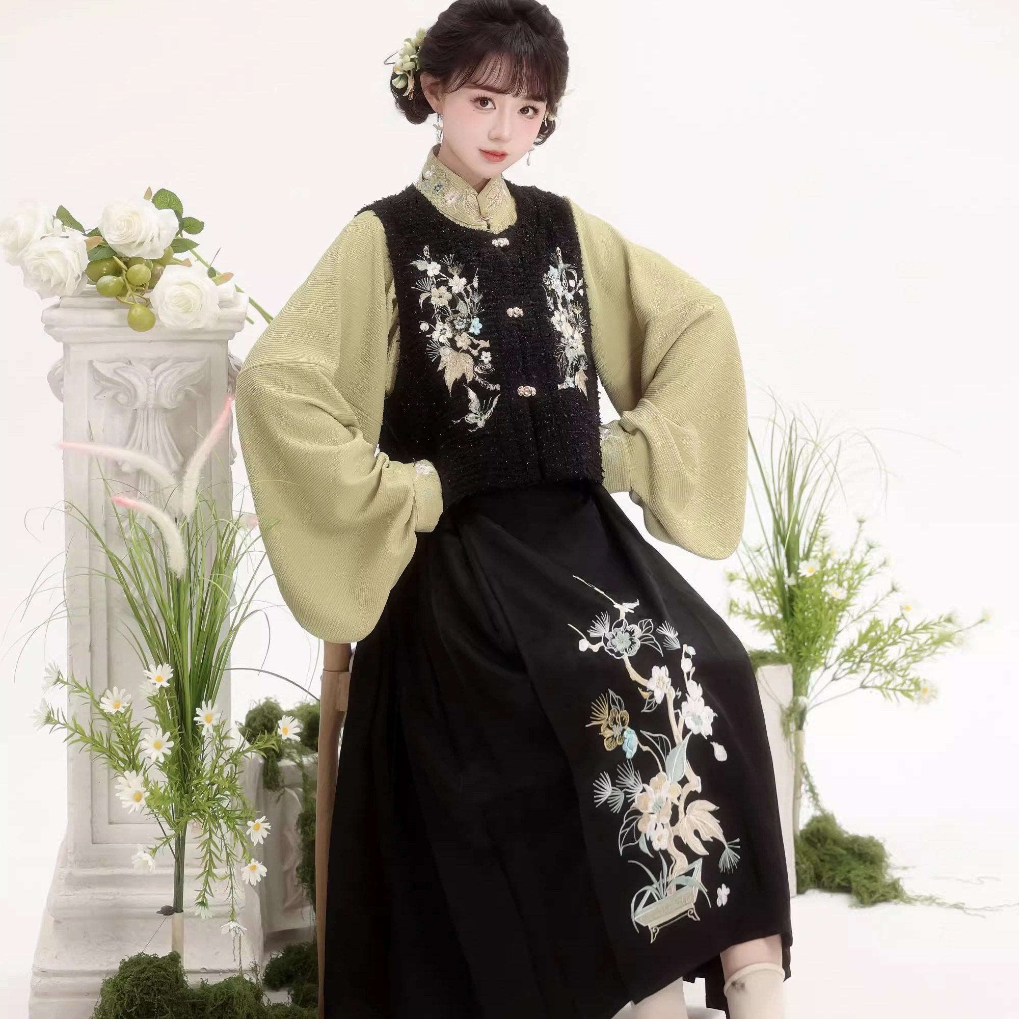 荟萃阁原创汉服女马甲日常穿搭马面裙套装汉元素春夏款【清蝶】,淘宝优惠券,粉丝福利购,淘宝优惠卷