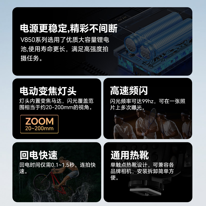 godox神牛V850III二代/三代闪光灯高速同步热靴机顶闪光灯单反锂电池内置接收2.4G