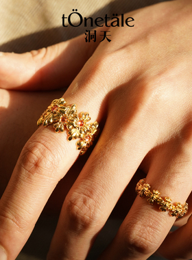 TONE&TALE原创弗朗花宽戒高级感女戒指法式时尚精致气质开口指环