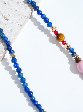 原石纪新品原创设计「青岩栖羽」天然石青金石项链女串珠锁骨链