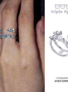 triple tipsy 原创设计Crush系列 碎冰双层缎带戒指女 情人节礼物