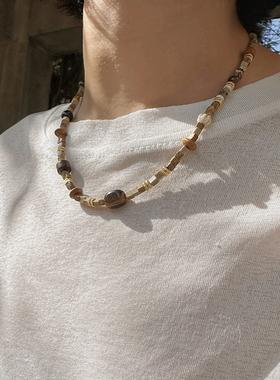 原石纪「地之韵」原创设计新中式天然石项链女复古毛衣链小众饰品