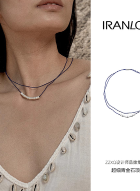 自然论超细项链青金石足银竹节吊坠蓝色细颈链个性高级感情侣礼物