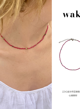 waki玛瑙串珠情侣度假风项链