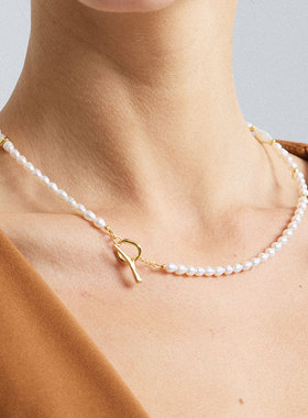 iKiCo原创设计熔岩925银OT扣天然珍珠项链女时尚高级小众设计