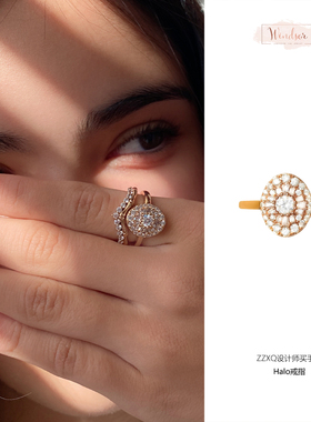 LHwindsor温莎珠宝原创设计Halo戒指简约复古原创轻奢开口戒女