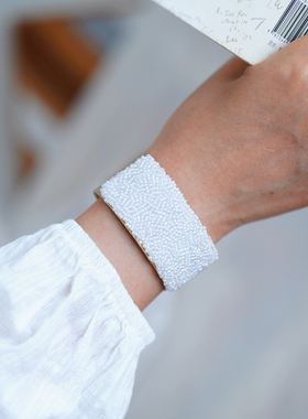 有光手作 手工刺绣串珠手镯女黄铜复古老钱风个性小众设计师款