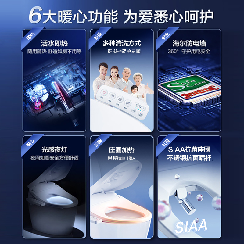 Haier/海尔智能马桶盖恒温即热式电动家用坐便板通用活水冲洗M02 - 图3