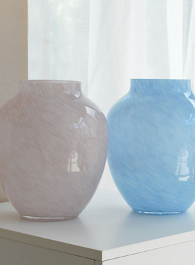 欣可家居北欧风晴空氛围感蓝色圆桶海水蓝居家客厅装饰摆件