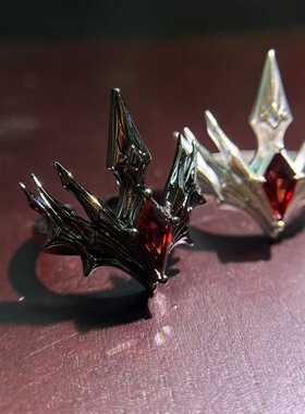 26宣宁永恩冠军t1开口戒指小众设计男王冠个性永恩戒指黑色可调节