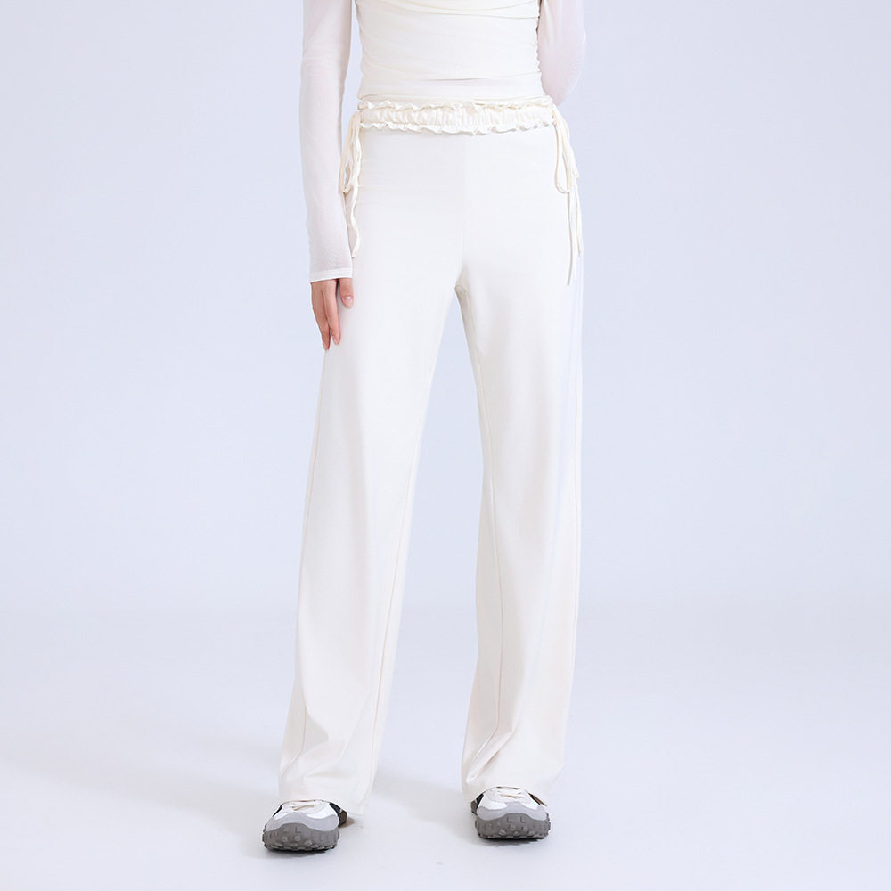 ANNA撞色花边阔腿运动长裤宽松显瘦运动裤户外跑步瑜伽裤直筒裤女,淘宝优惠券,粉丝福利购,淘宝优惠卷