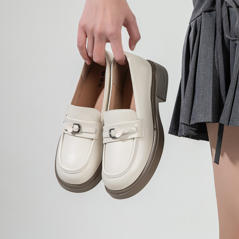康奈女鞋2025秋季新款百搭简约乐福鞋真皮一脚蹬平底休闲时尚单鞋,淘宝优惠券,粉丝福利购,淘宝优惠卷
