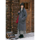 Puff plush lapel wool purple wool coat