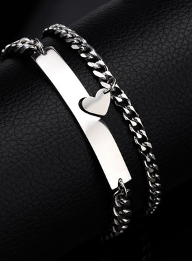 定制情侣手链纯银爱心磁铁相吸异地恋手环刻字森系闺蜜生日礼物