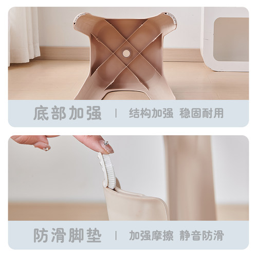 塑料凳子加厚客厅家用餐桌椅子熟胶防滑方凳成人高凳塑胶凳可叠放 - 图2