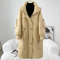 Sheep leather genuine leather fur coat female velvet down jacket with coat not even cap long style Hainen leather big coat thick leather grass winter