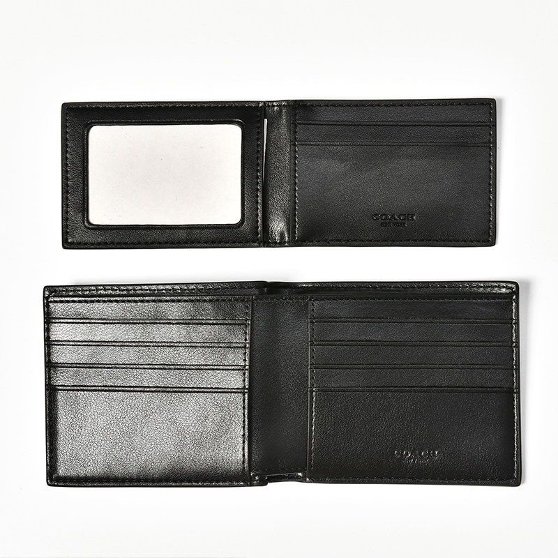 coach男短款卡包方格pvc零钱包 EUROSPIN海外钱包