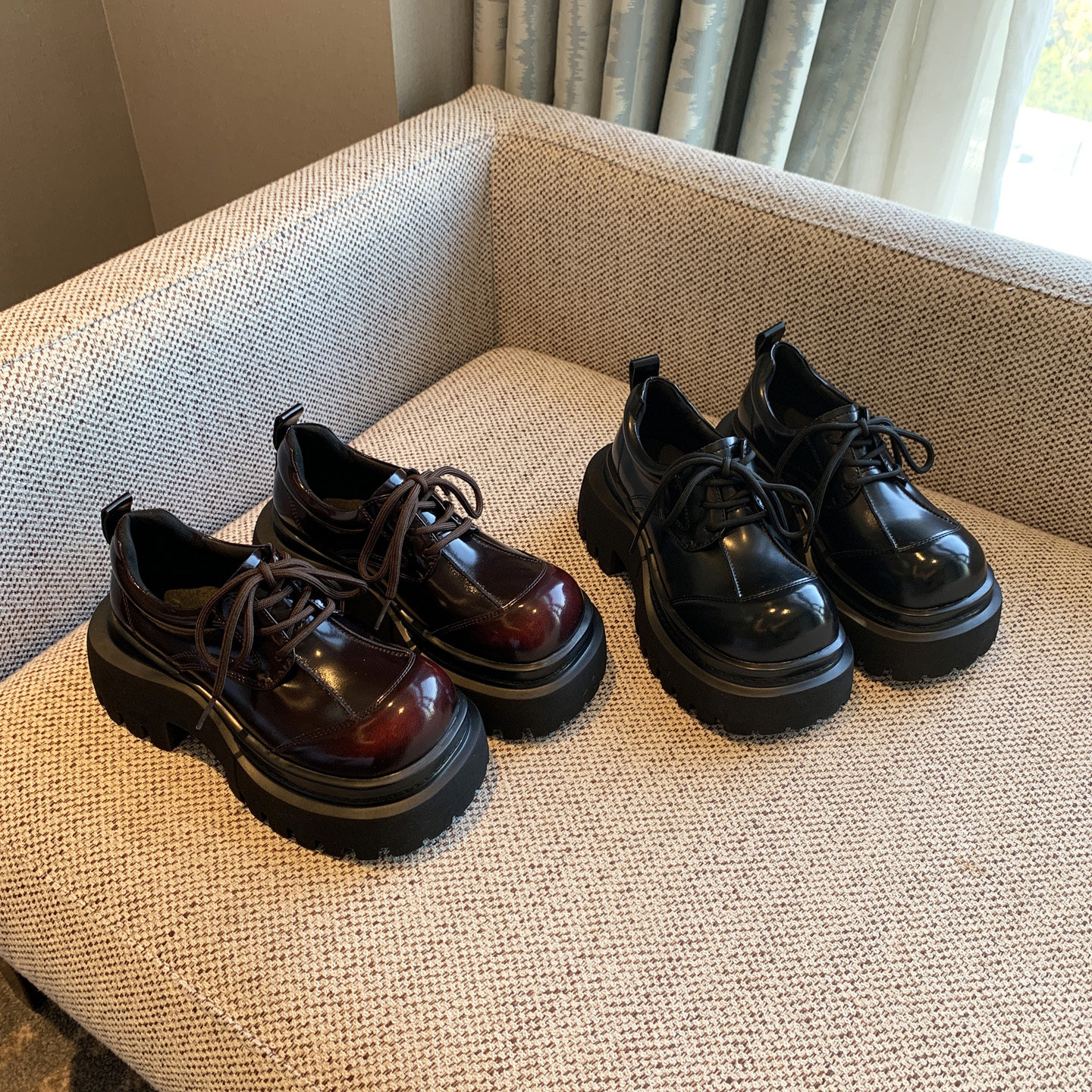 【TFM】2026春季新款小皮鞋女英伦风复古系带增高厚底乐福鞋单鞋,淘宝优惠券,粉丝福利购,淘宝优惠卷