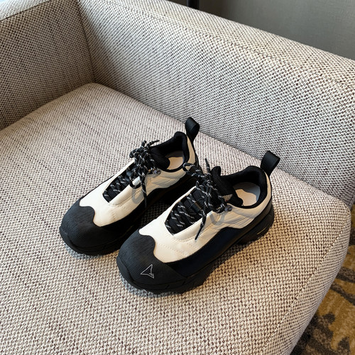 休闲鞋女潮酷2025年新款春季百搭时尚真皮拼色系带厚底登山老爹鞋 - 图0