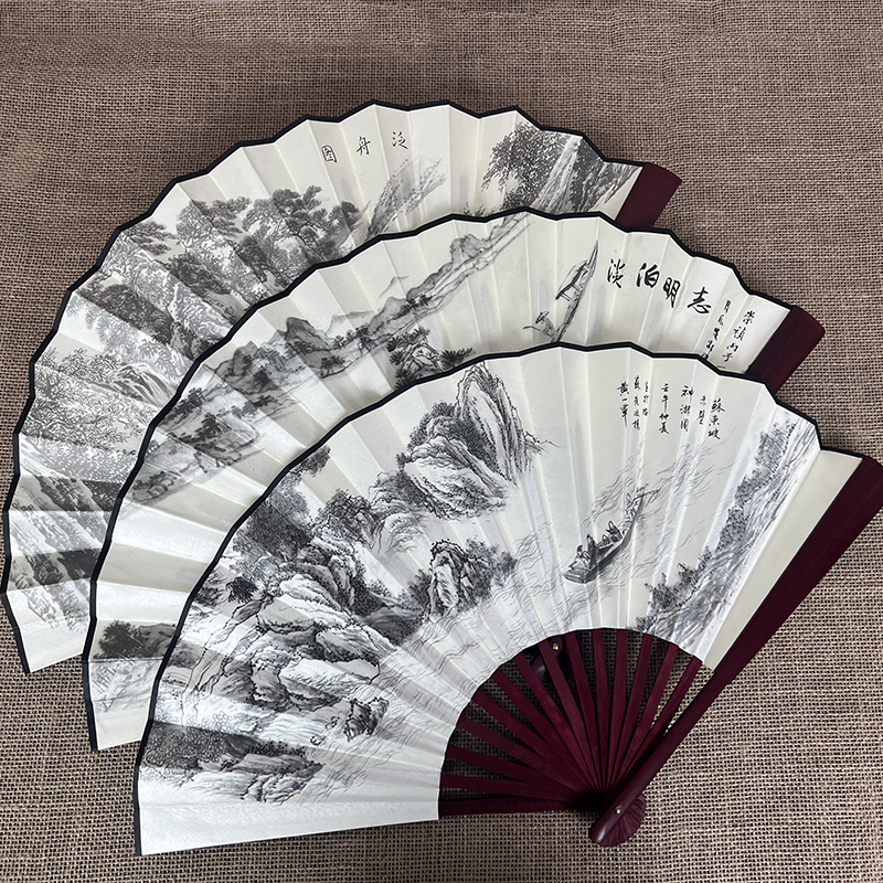 扇子折扇中国风男士古典风绘画空白宣纸8寸10寸广告折叠扇子定制-图3