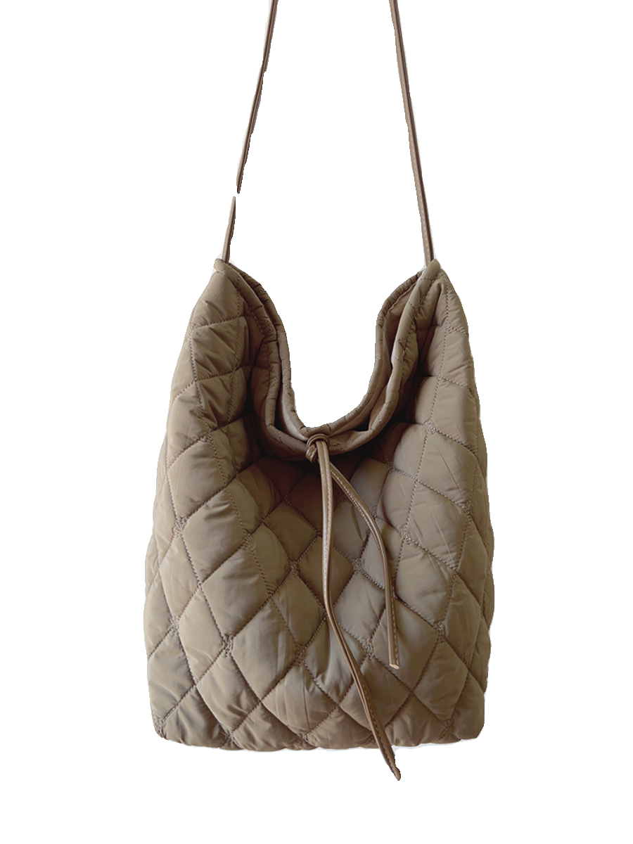 2023秋冬新款复古菱格棉服包大容量水桶包腋下包慵懒风托特包女包,淘宝优惠券,粉丝福利购,淘宝优惠卷