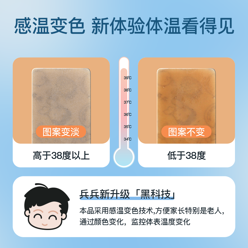 兵兵感温退热贴儿童退烧贴婴幼儿物理降温小孩宝宝发烧大人正品 - 图0