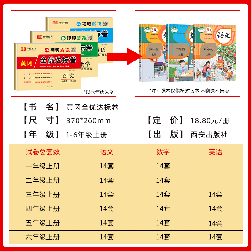 黄冈全优达标卷一年级二年级上册三四五六年级试卷测试卷全套人教版语数英同步练习册 小学生黄岗考试卷子期中期末冲刺100分真题卷