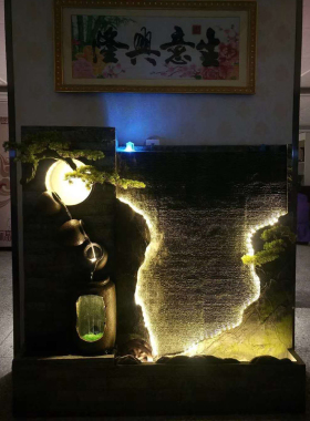 假山瀑布喷泉大堂水幕墙屏风摆件