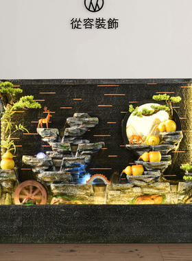 水幕墙循环落地景观假山喷泉水景