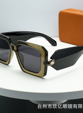 Temu个性街拍蛇头宽腿墨镜防晒大框女欧美时尚方框街拍太阳镜