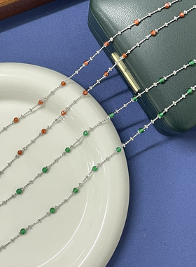 多巴胺 意大利工艺925纯银绿锆石尖晶仙女链法式复古锁骨链