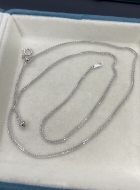 S925银项链可穿吊坠肖邦链纯银镀白金链子可调节配翡翠素链