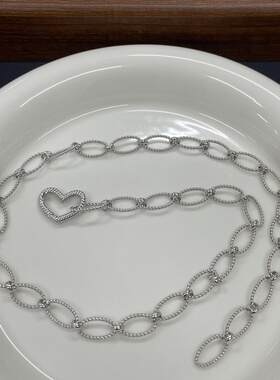 S925银镀白金麻花旦形圈粗款链多功能任意扣手链时尚款可拼接项链