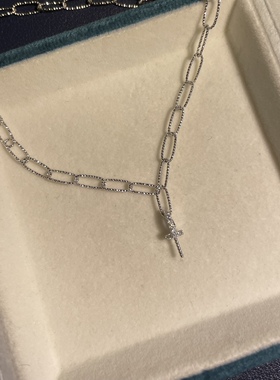 925银镀白金意大利进口工艺方形闪星链 可扣万能扣吊坠百搭款项链