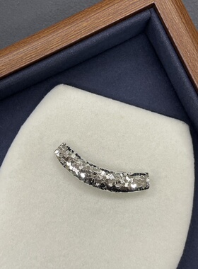 S925银镀白金碎碎冰牛角路路通项链 个性百搭锁骨链